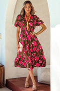 Green Floral Maxi Above Ankle Dress
