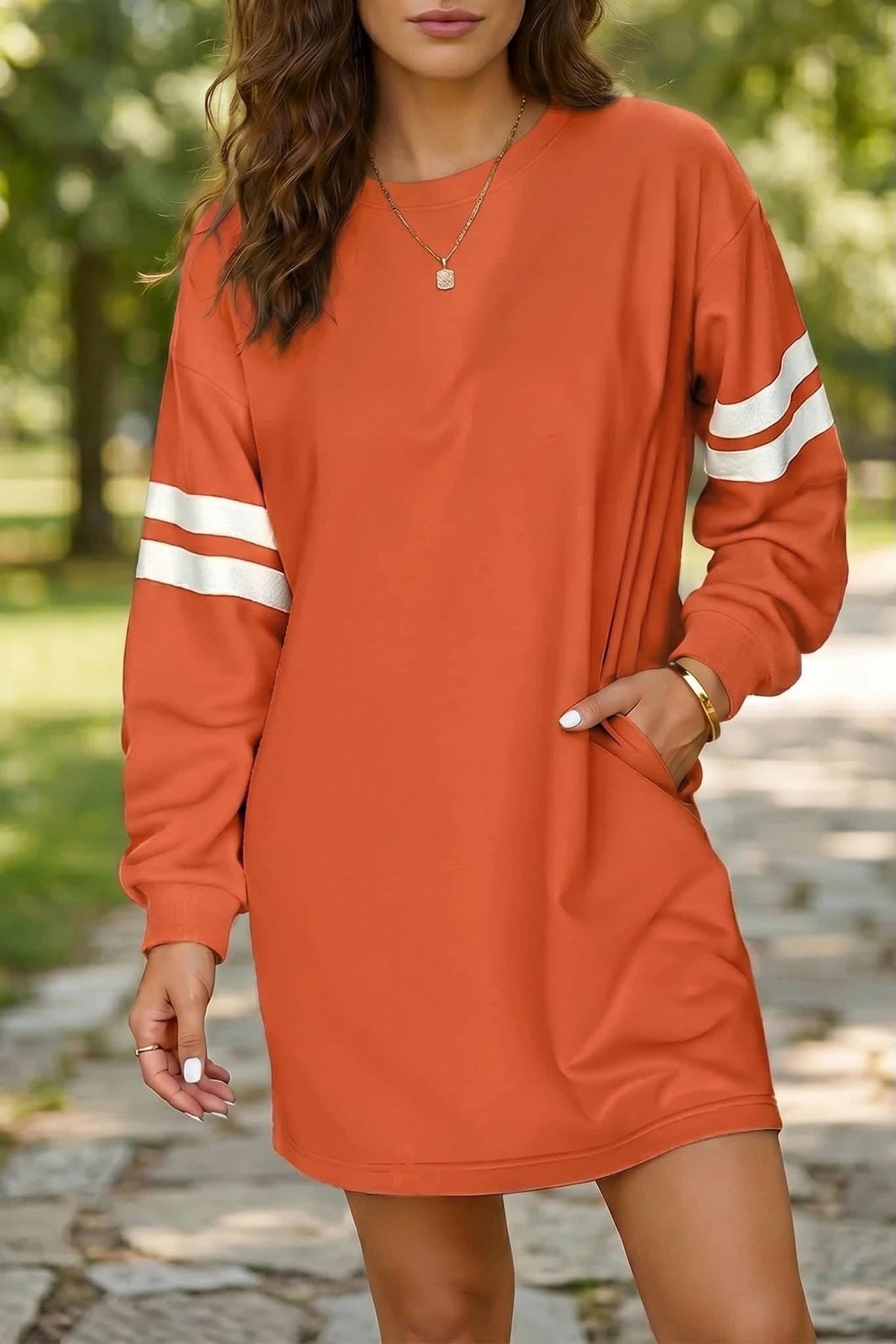 Varsity Sweatshirt Orange Dress