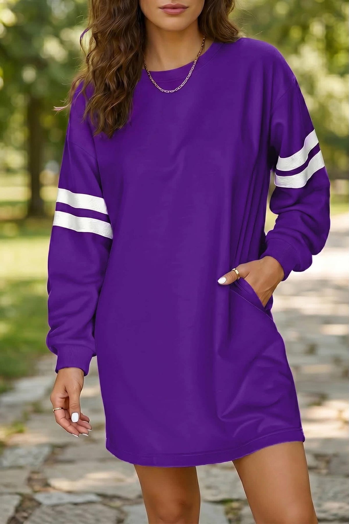 Varsity Sweatshirt Purple Dress