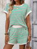 Striped Knit Two Piece Lounge Set with Shorts