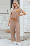 Perfect Stripe Cropped Lounge Set