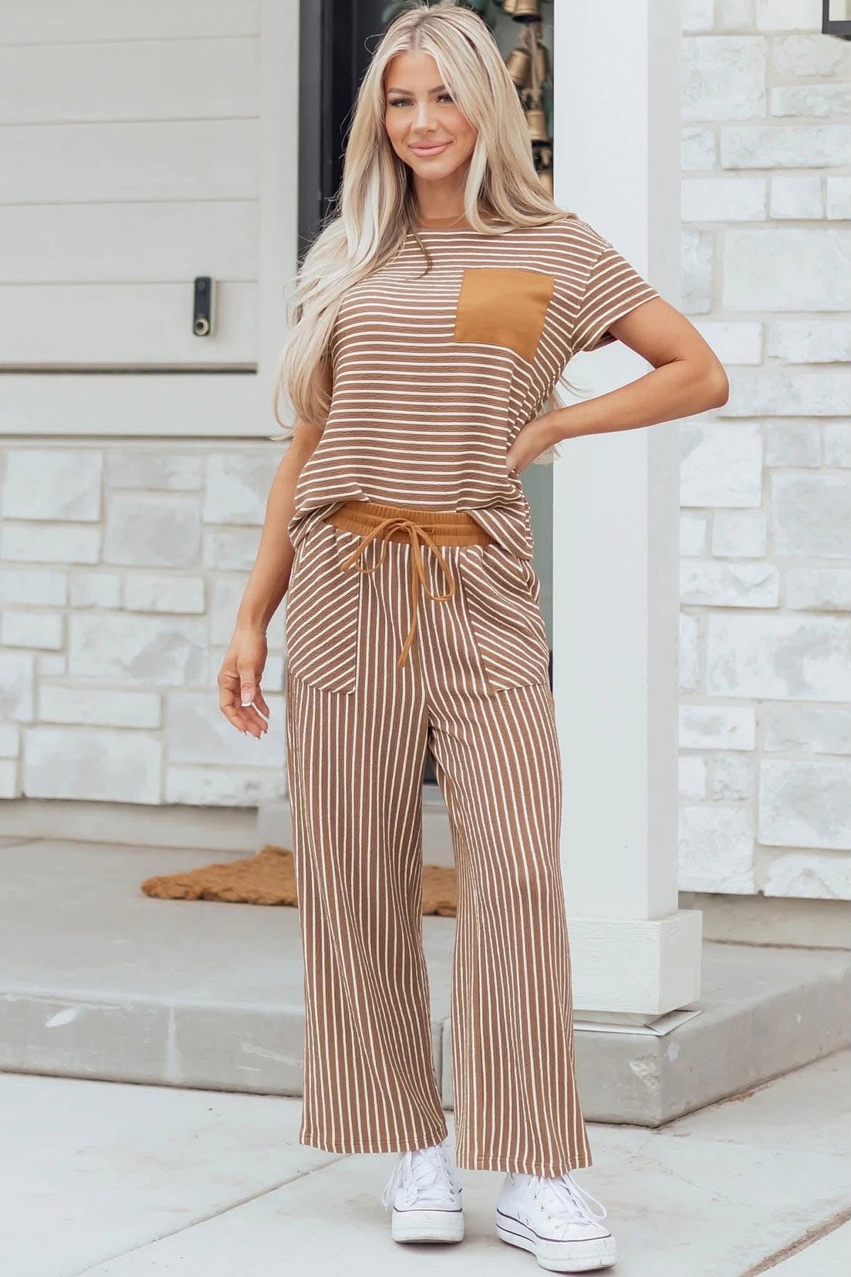 Perfect Stripe Cropped Lounge Set